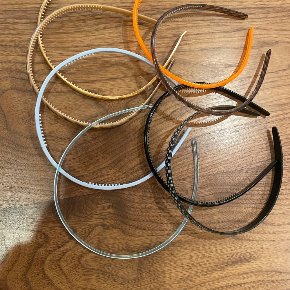 Lot of 8 Thin Plastic Headbands for Girls or Women